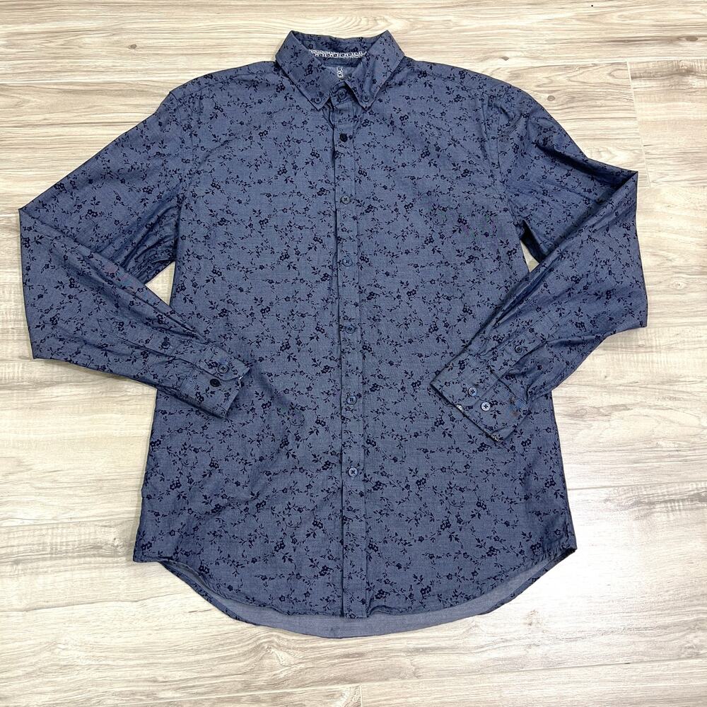 Steel & Jelly London Men's Button Blue Floral Print Print Size M